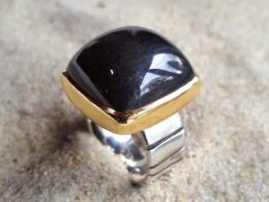 Ring Silber Mondstein schwarz
